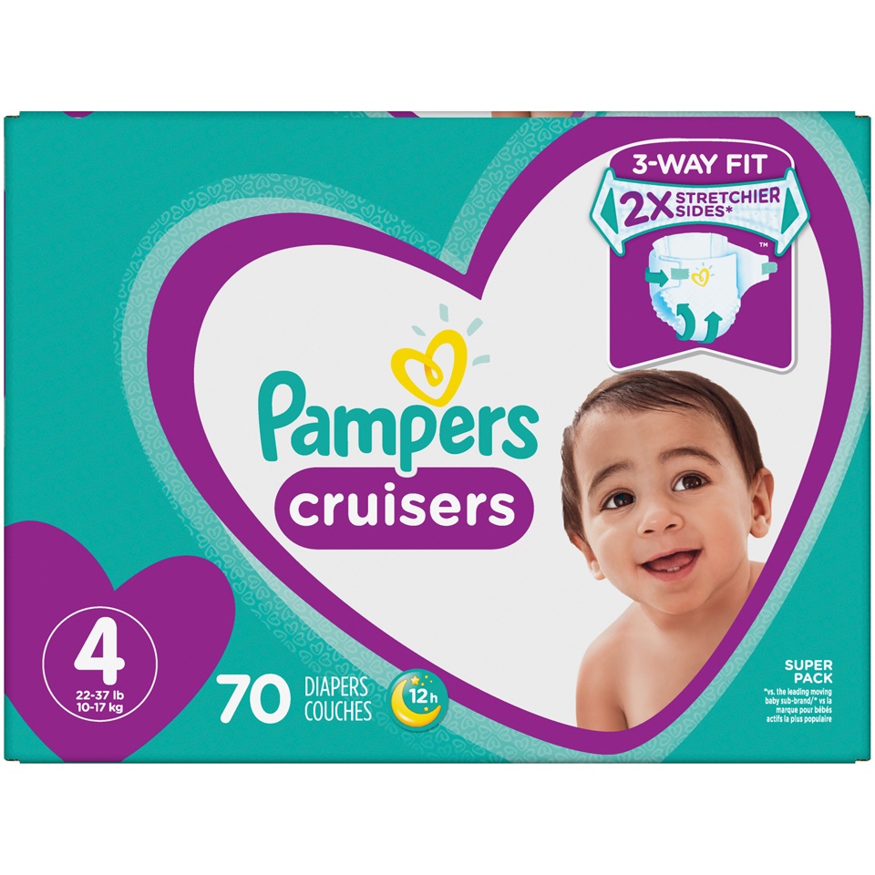 slide 2 of 2, Pampers Diaper Cruisers Sz 4, 70 ct