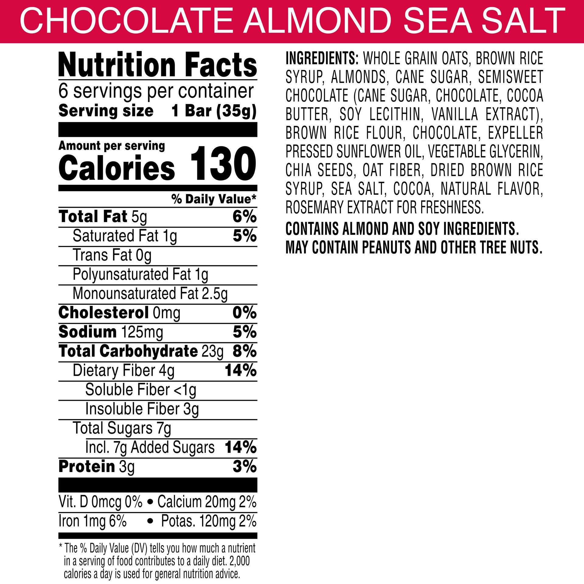 slide 4 of 5, Kashi Chewy Granola Bars, Chocolate Almond Sea Salt, 7.4 oz, 6 Count, 7.4 oz