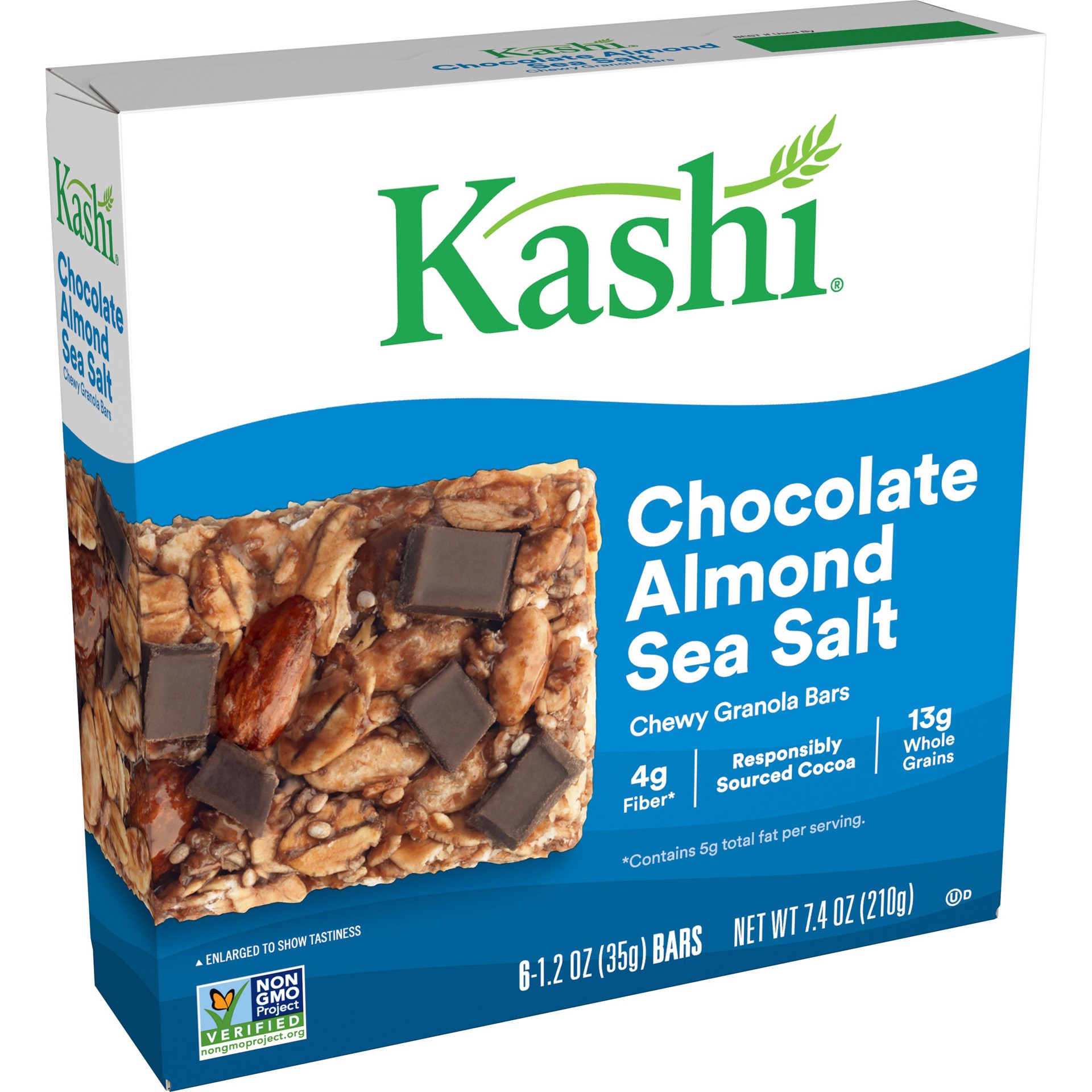 slide 1 of 6, Kashi Chewy Granola Bars, Fiber Bars, Chocolate Almond Sea Salt, 7.4 oz