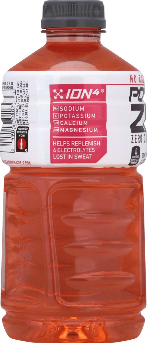 slide 3 of 4, POWERADE Zero Sugar Strawberry, ION4 Electrolyte Enhanced Fruit Flavored Zero Sugar Zero Calorie Sports Drink w/ Vitamins B3, B6, and B12, Replenish Sodium, Calcium, Potassium, Magnesium, 32 fl oz, 32 fl oz