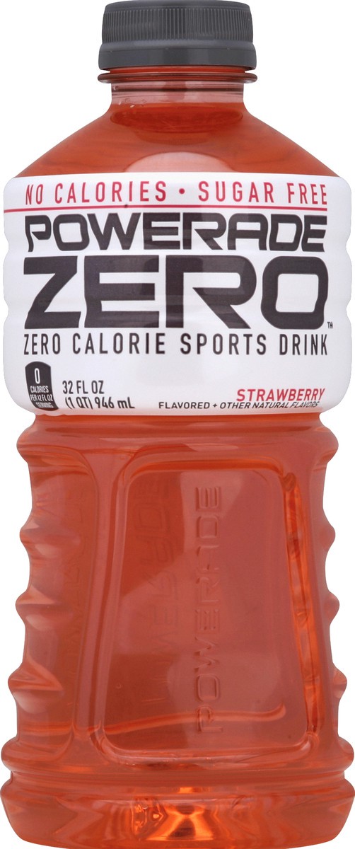 slide 2 of 4, POWERADE Zero Sugar Strawberry, ION4 Electrolyte Enhanced Fruit Flavored Zero Sugar Zero Calorie Sports Drink w/ Vitamins B3, B6, and B12, Replenish Sodium, Calcium, Potassium, Magnesium, 32 fl oz, 32 fl oz