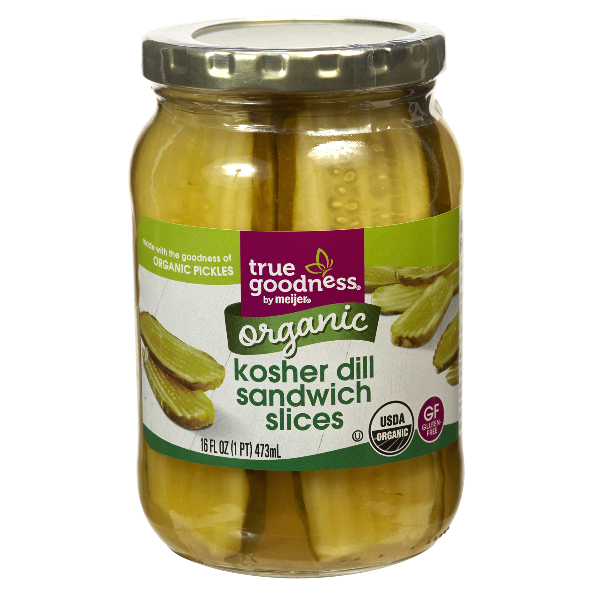 slide 1 of 2, True Goodness Organic Kosher Dill Sandwich Slices, 16 fl oz