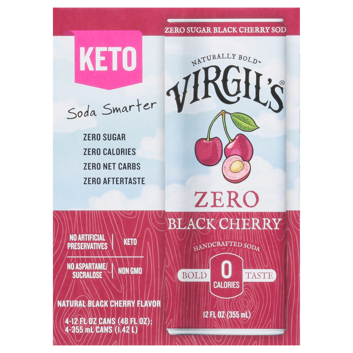 slide 10 of 15, Virgil's Zero Sugar Black Cherry Soda - 48 fl oz, 48 fl oz