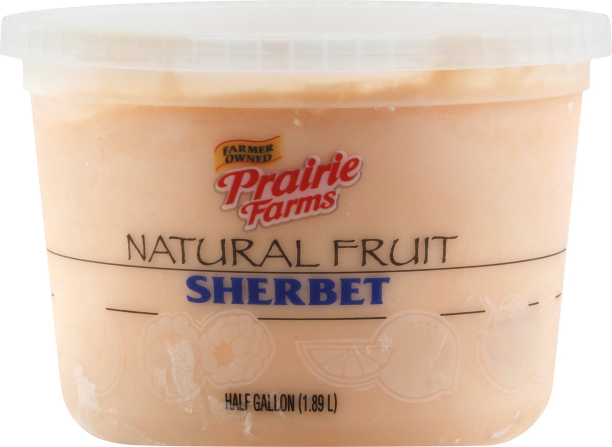 slide 8 of 13, Prairie Farms Natural Fruit Orange Sherbet 0.5 gl, 1/2 gal