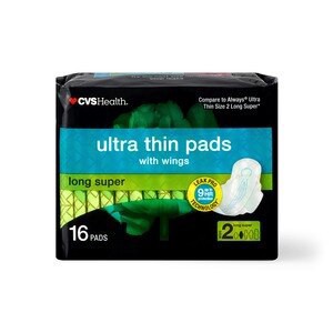 slide 1 of 1, Cvs Health Ultra Thin Pads Super With Wings, 16 Ct, 1 ct
