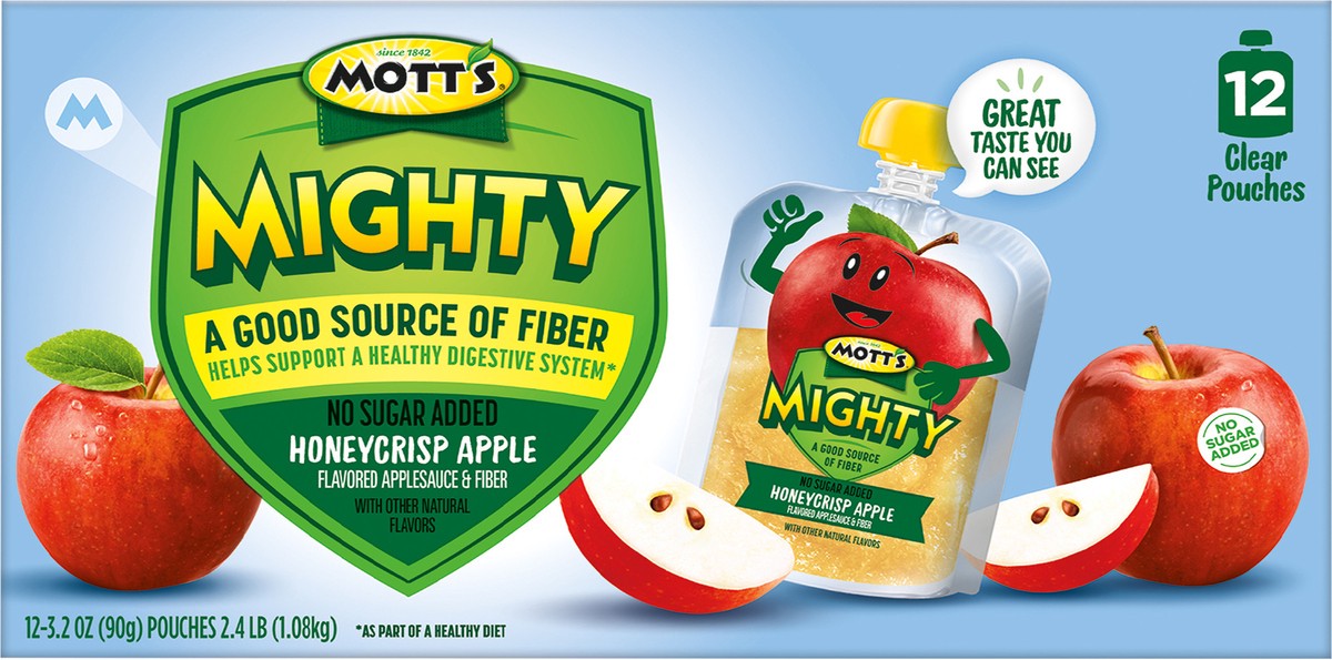 slide 5 of 7, Mott's Mighty Honeycrisp Apple Applesauce Clear Pouches, 12 ct; 3.2 oz