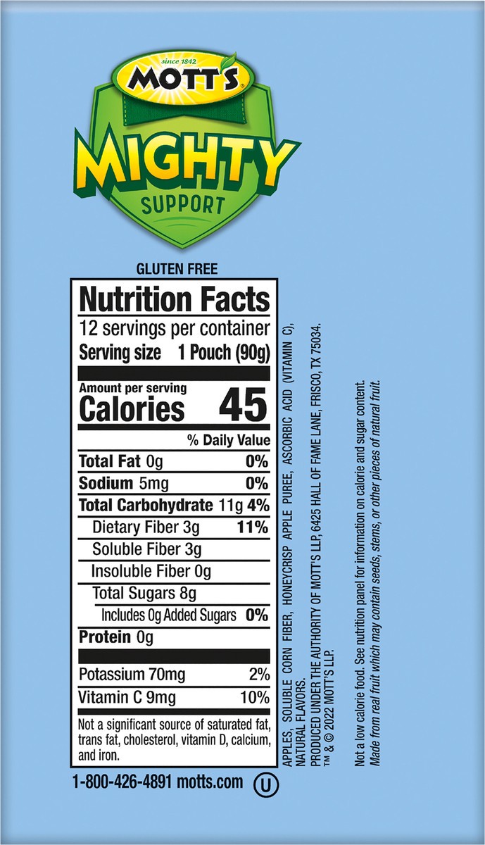 slide 6 of 7, Mott's Mighty Honeycrisp Apple Applesauce Clear Pouches, 12 ct; 3.2 oz