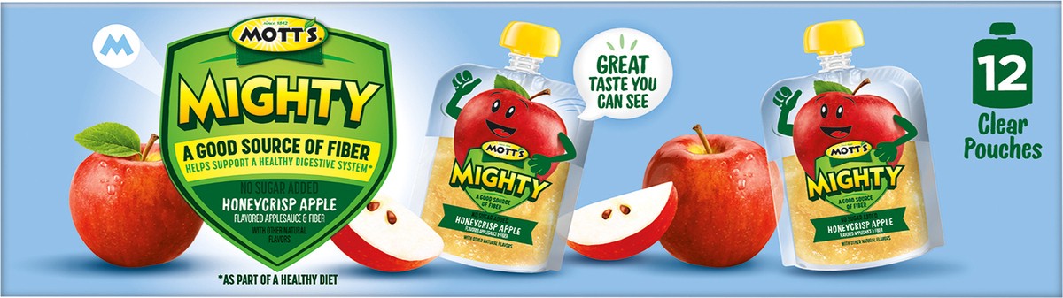 slide 3 of 7, Mott's Mighty Honeycrisp Apple Applesauce Clear Pouches, 12 ct; 3.2 oz