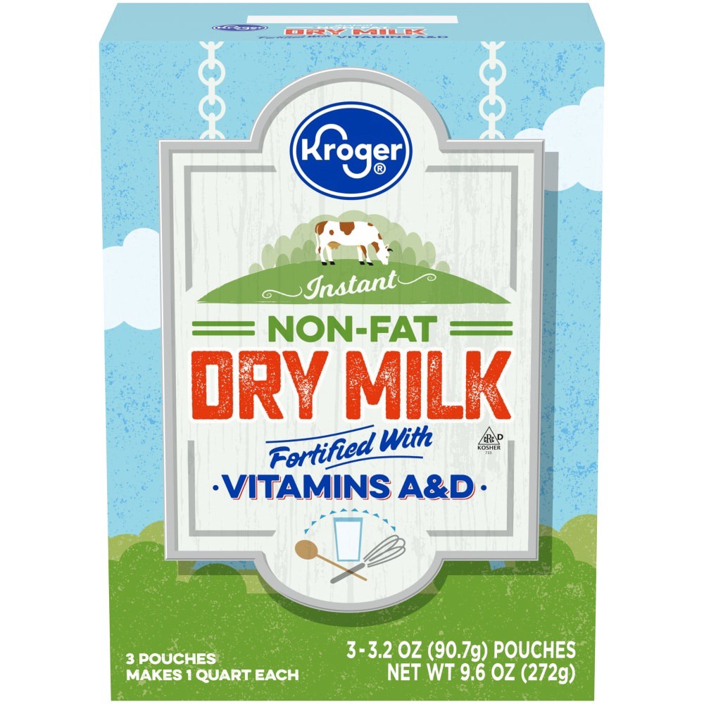 slide 1 of 4, Kroger Instant Non-Fat Dry Milk Pouches, 9.6 oz