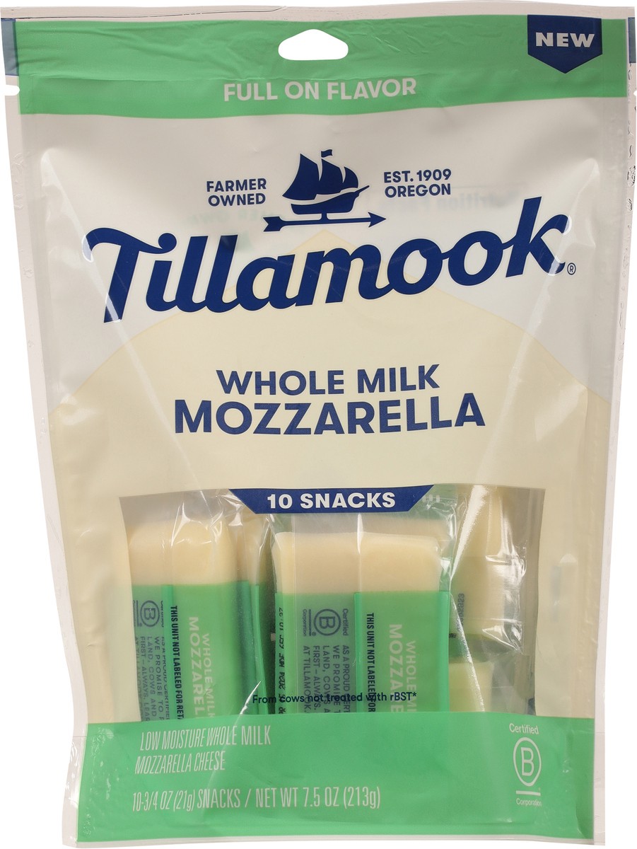 slide 2 of 13, Tillamook Whole Milk Mozzarella Cheese 10 ea, 213 g