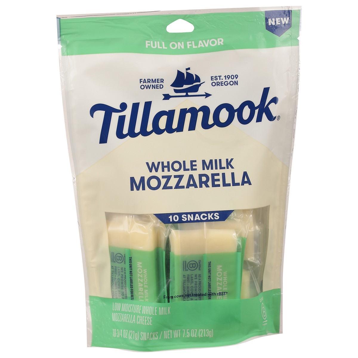 slide 6 of 13, Tillamook Whole Milk Mozzarella Cheese 10 ea, 213 g