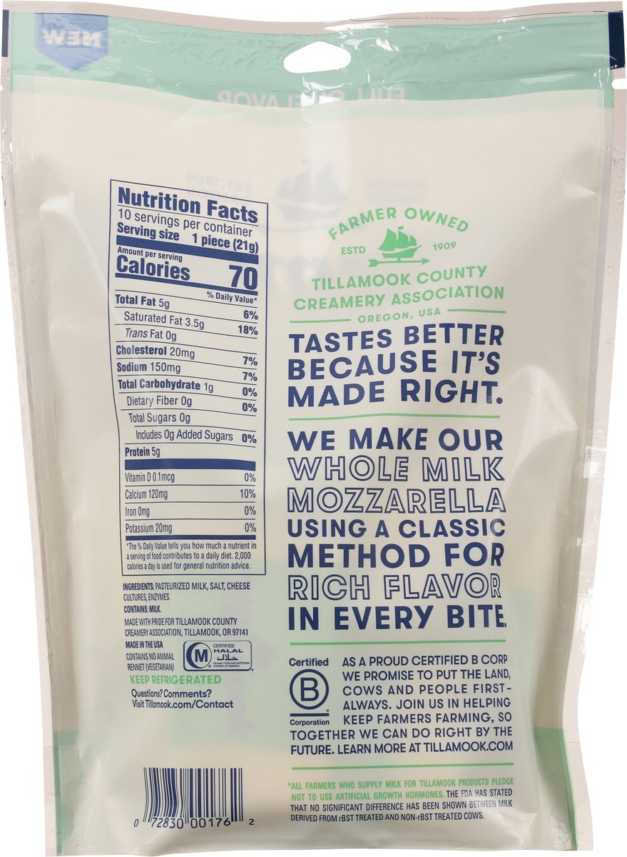 slide 4 of 13, Tillamook Whole Milk Mozzarella Cheese 10 ea, 213 g