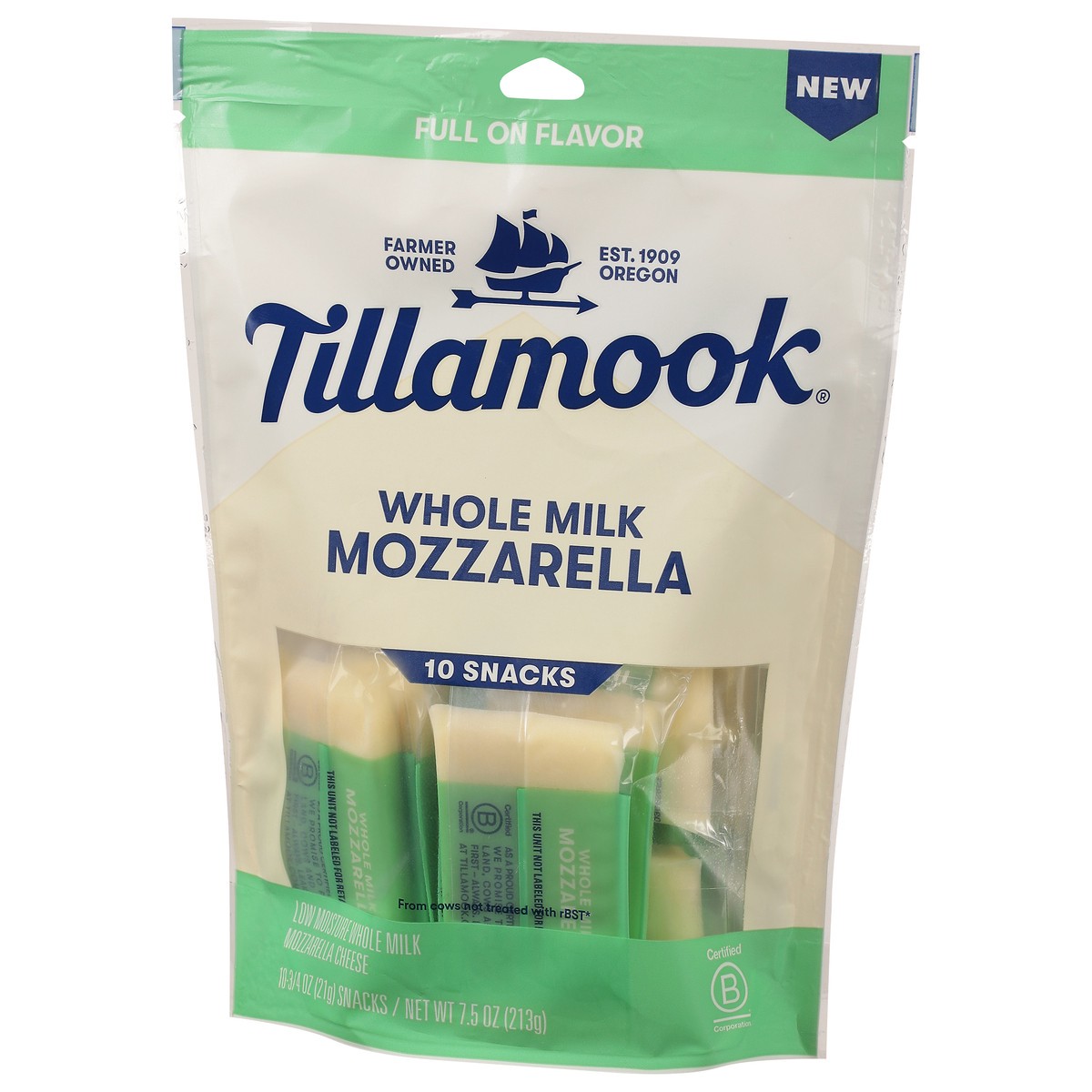 slide 12 of 13, Tillamook Whole Milk Mozzarella Cheese 10 ea, 213 g