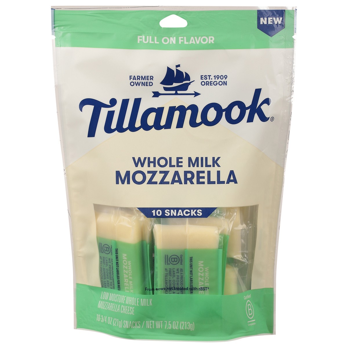 slide 8 of 13, Tillamook Whole Milk Mozzarella Cheese 10 ea, 213 g