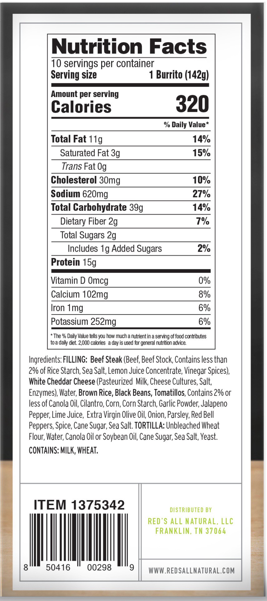 slide 3 of 3, Red's All Natural Steak Cilantro Burrito, 