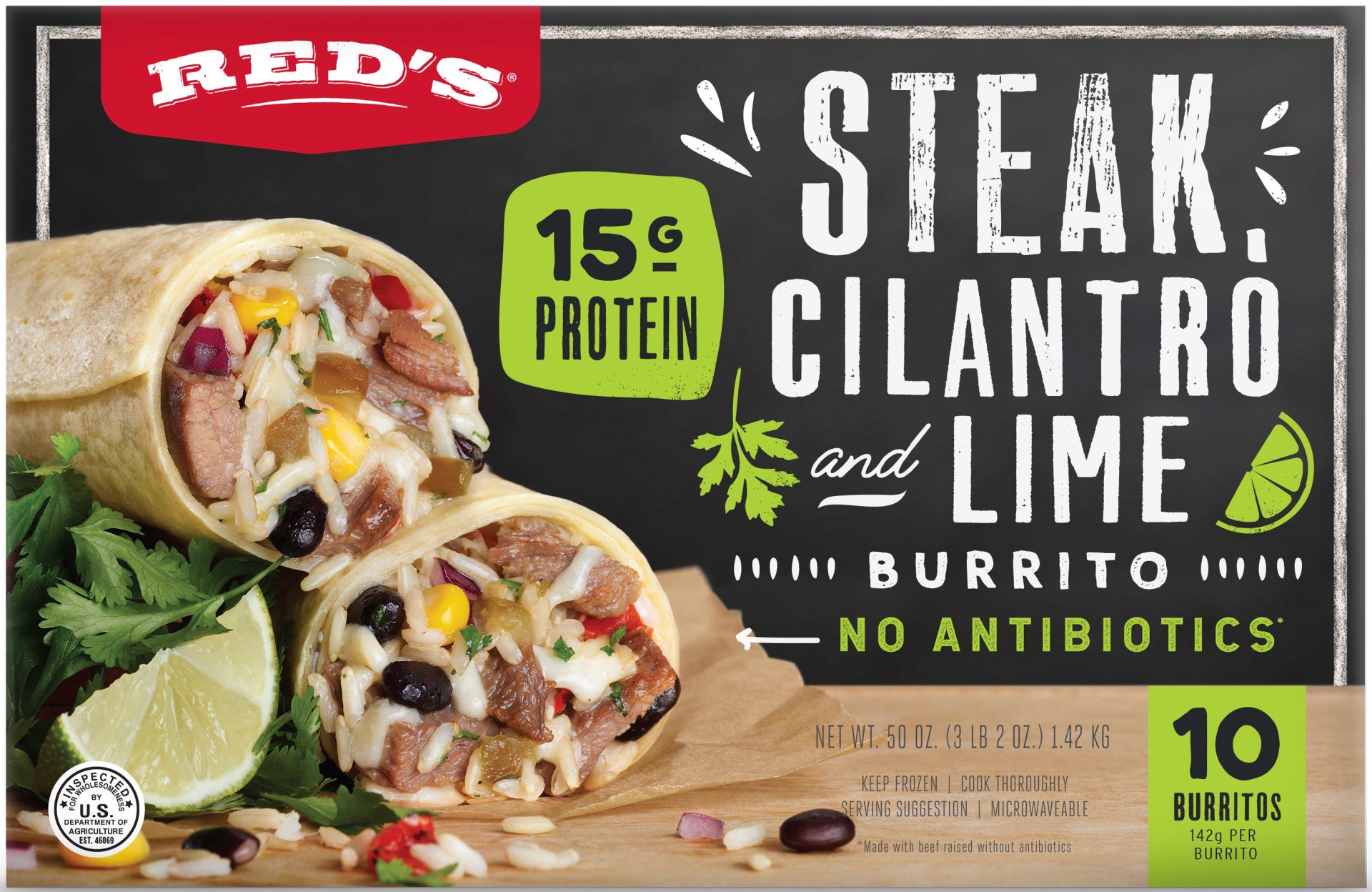 slide 1 of 3, Red's All Natural Steak Cilantro Burrito, 