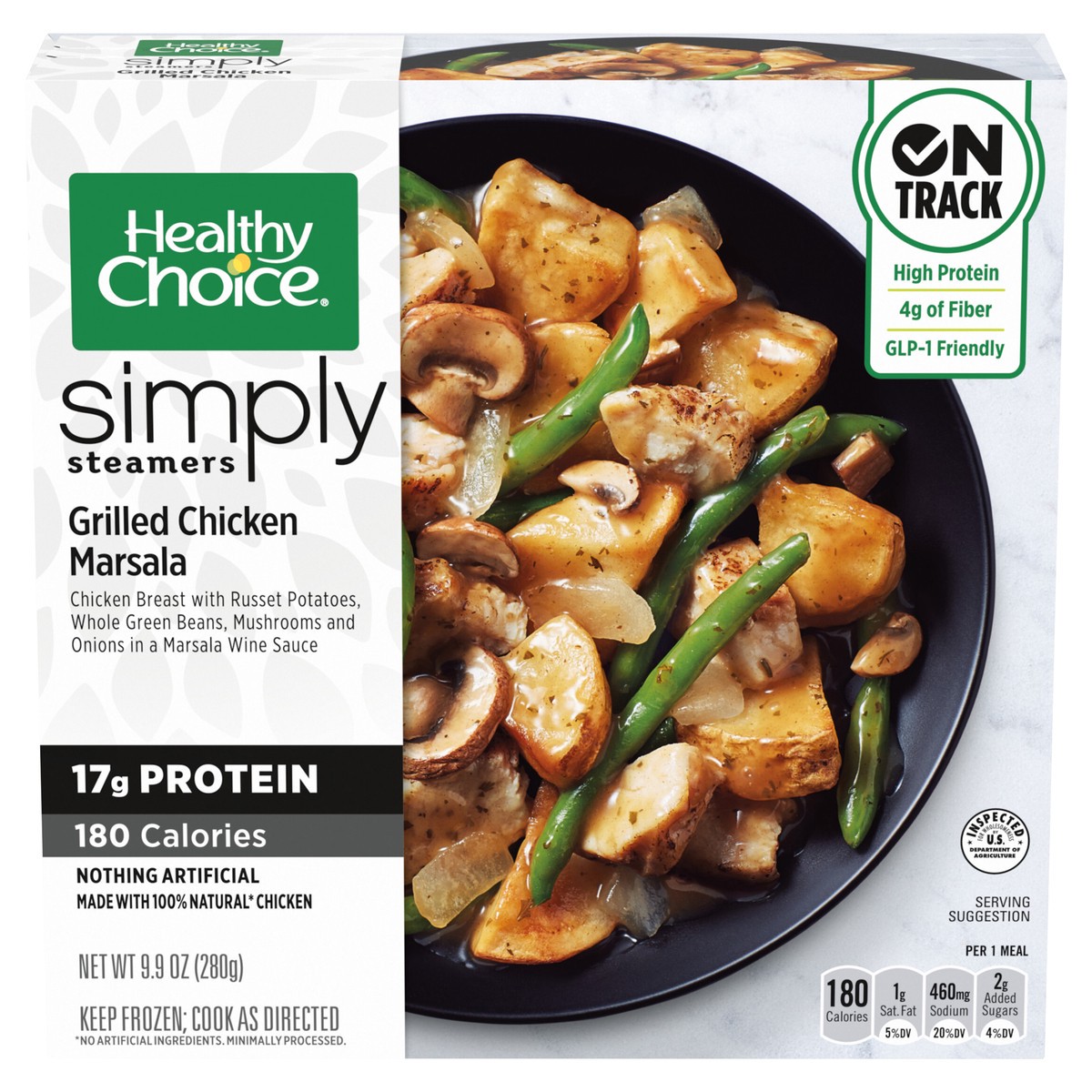 slide 1 of 9, Healthy Choice Simply Steamers Grilled Chicken Marsala, Frozen Meal, 9.9 oz. Bowl, 9.9 oz