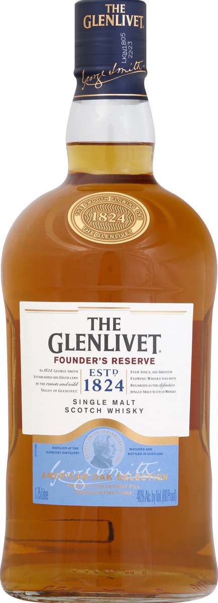 slide 2 of 6, The Glenlivet Founder's Reserve Single Malt Scotch Whisky, 1.75 L Bottle, 40% ABV, 1.75 liter