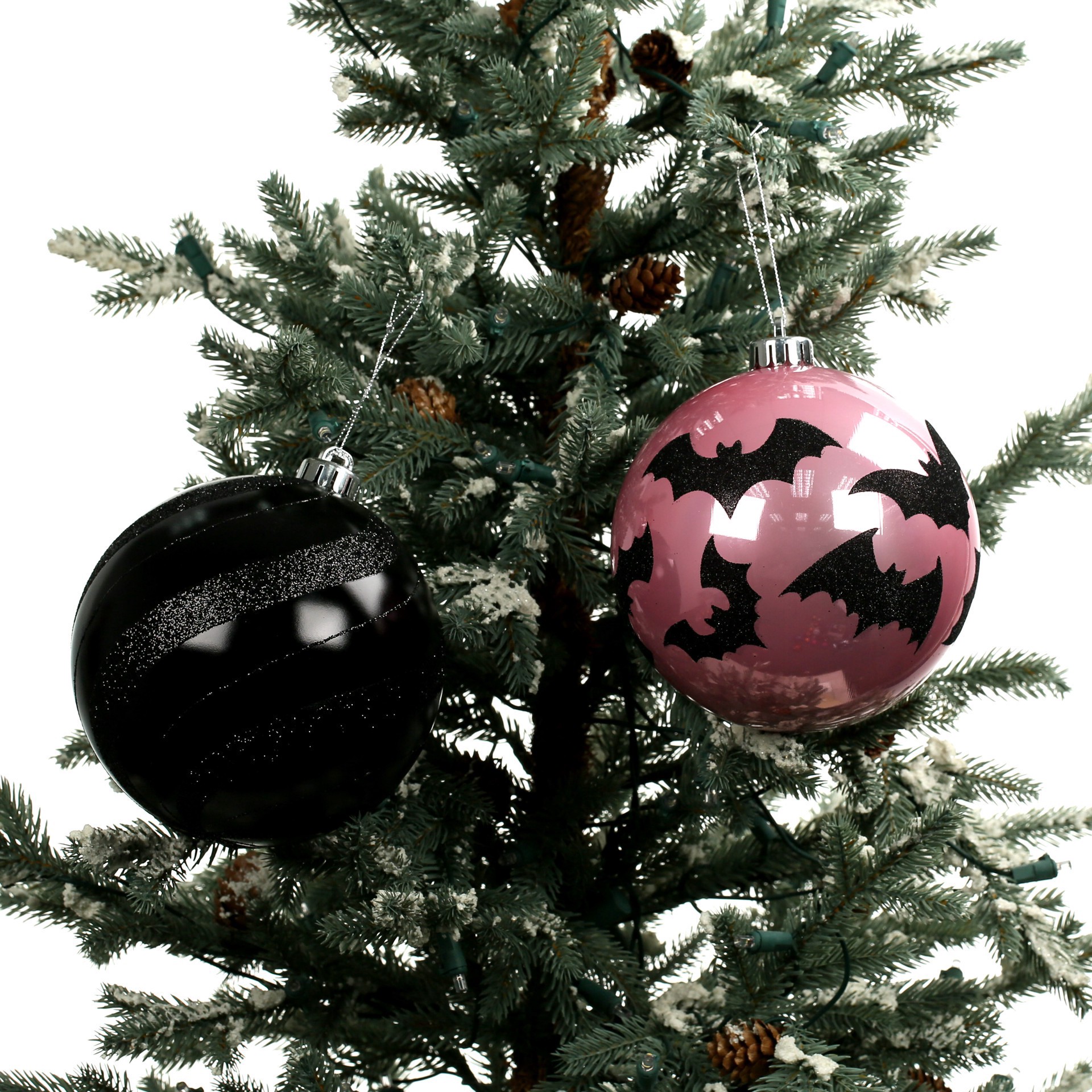 slide 2 of 3, 6" Black & Pink Plastic Ball Ornament Set By Ashland, 6 in