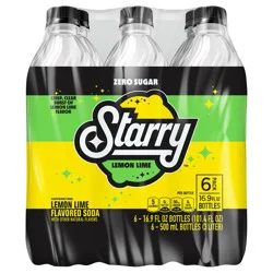 Starry Soda, Caffeine Free, Zero Sugar, Lemon Lime, 6 Pack