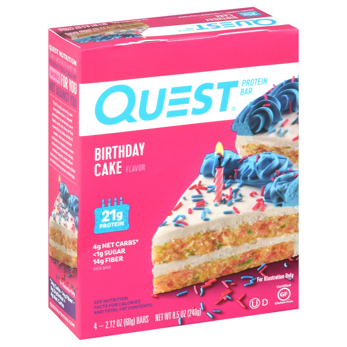 slide 4 of 14, Quest Birthday Cake Flavor Protein Bar 4-2.12 oz Packs, 4 ct