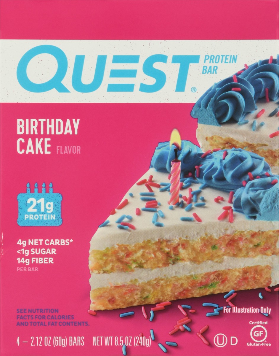 slide 1 of 14, Quest Birthday Cake Flavor Protein Bar 4-2.12 oz Packs, 4 ct