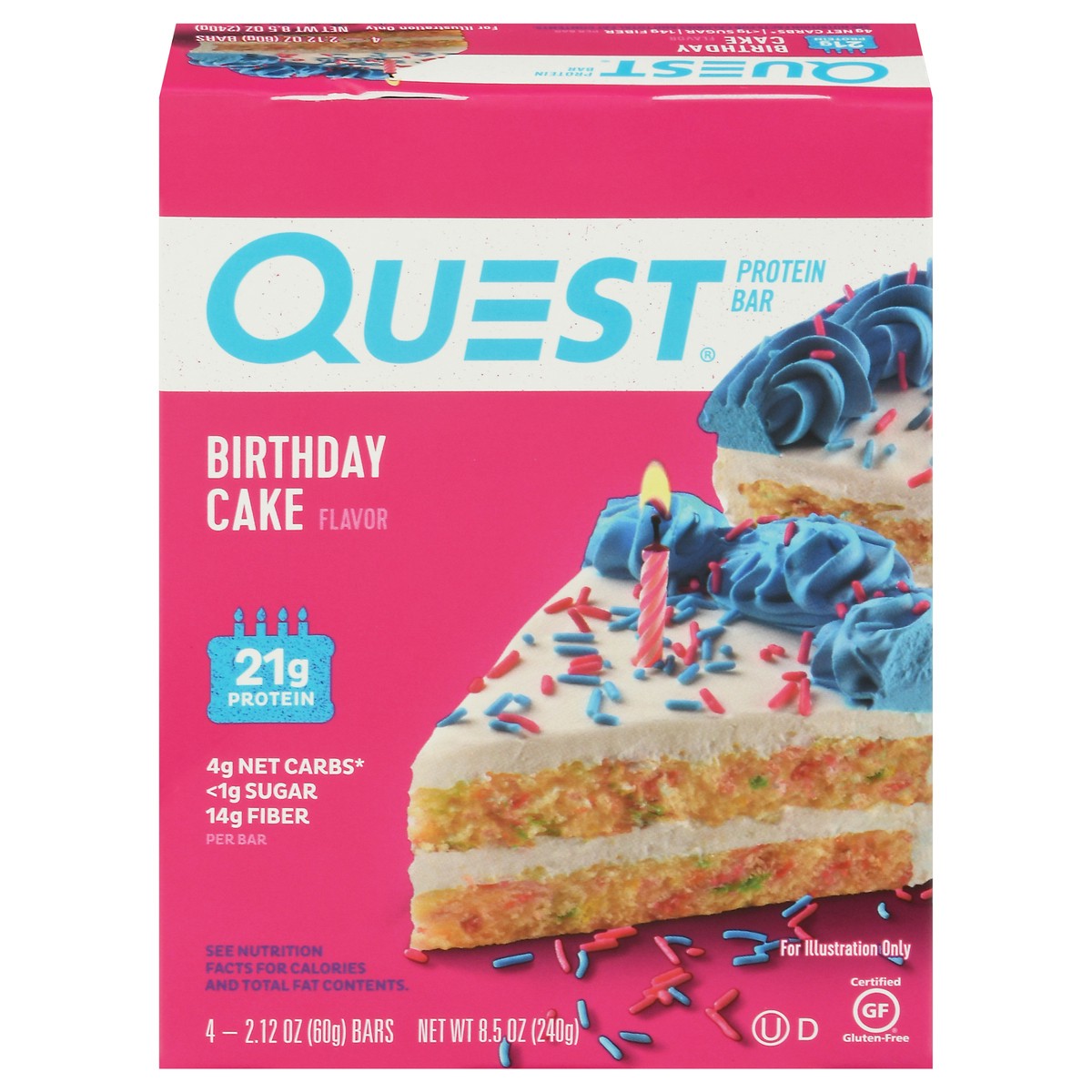 slide 1 of 14, Quest Birthday Cake Flavor Protein Bar 4-2.12 oz Packs, 4 ct