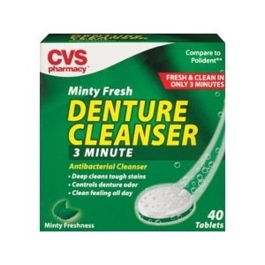 slide 1 of 1, CVS Pharmacy 3 Minute Denture Cleanser Tablets, Minty Freshness, 40 ct