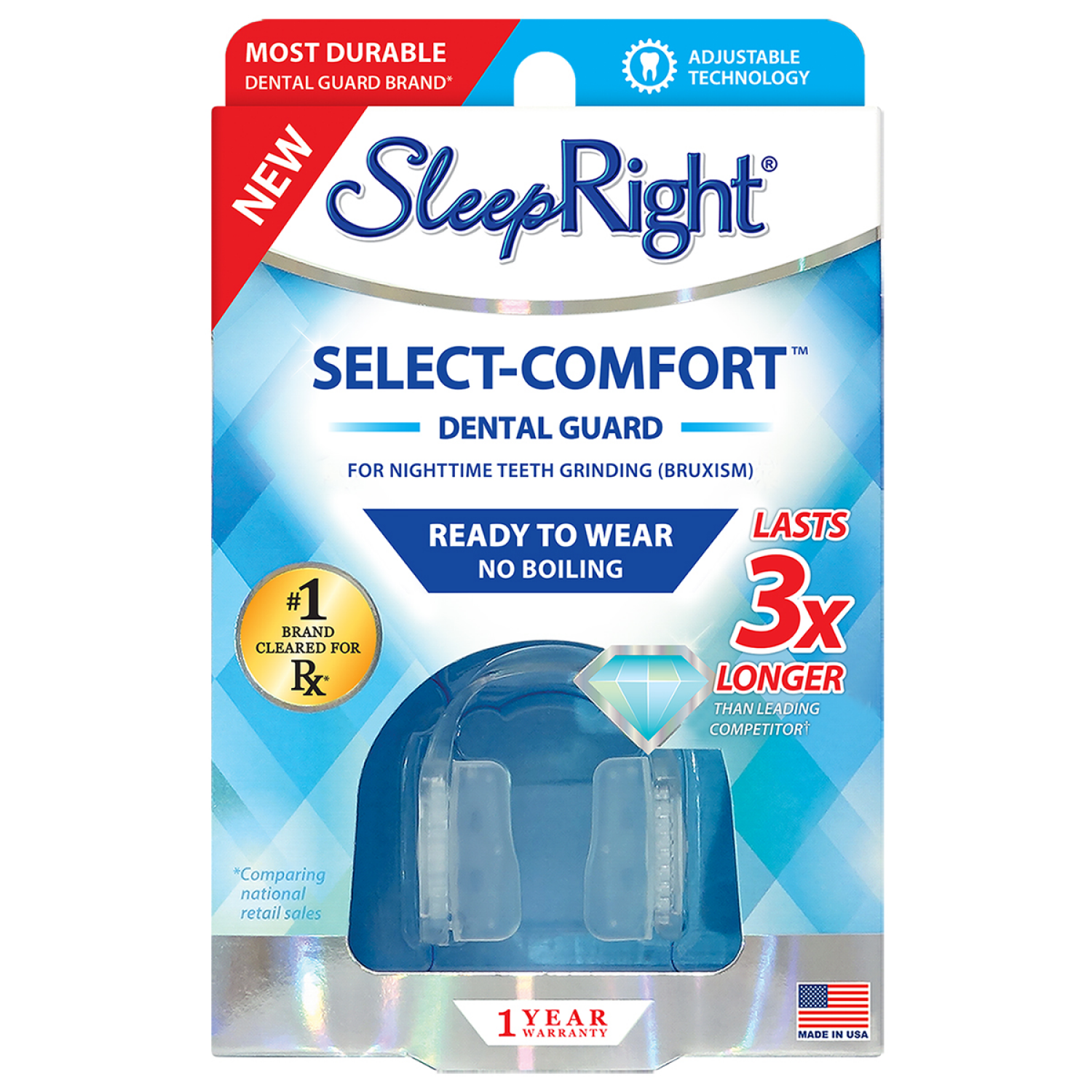 slide 1 of 4, SleepRight Select-Comfort Dental Guard 1 Each, 1 ct