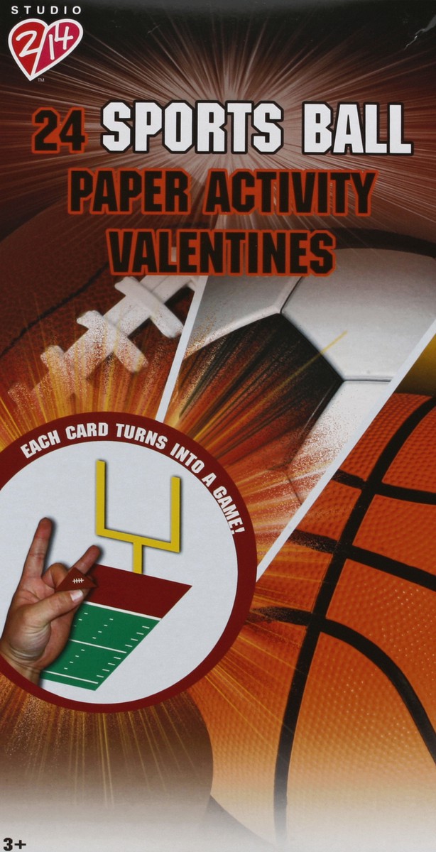 slide 4 of 4, Paper Magic Sports Ball Valentine Card Pack with Paper Activities, 24 ct