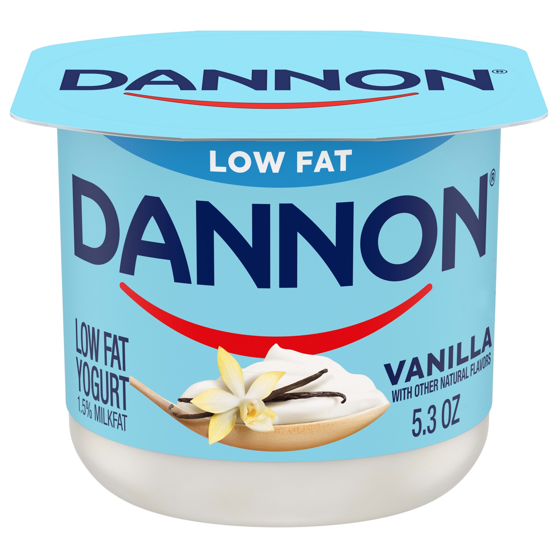 slide 1 of 5, Dannon Vanilla Low Fat Yogurt, Excellent Source of Calcium and Good Source of Protein with the Rich and Creamy Taste of Vanilla Flavored Yogurt, 5.3 OZ Container, 5.3 oz