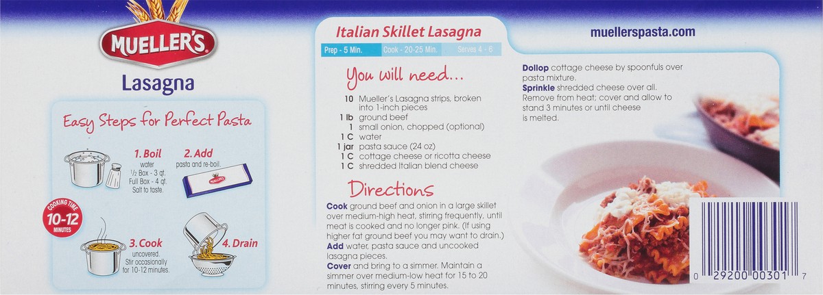 slide 8 of 13, Mueller's Lasagna 16 oz, 16 oz