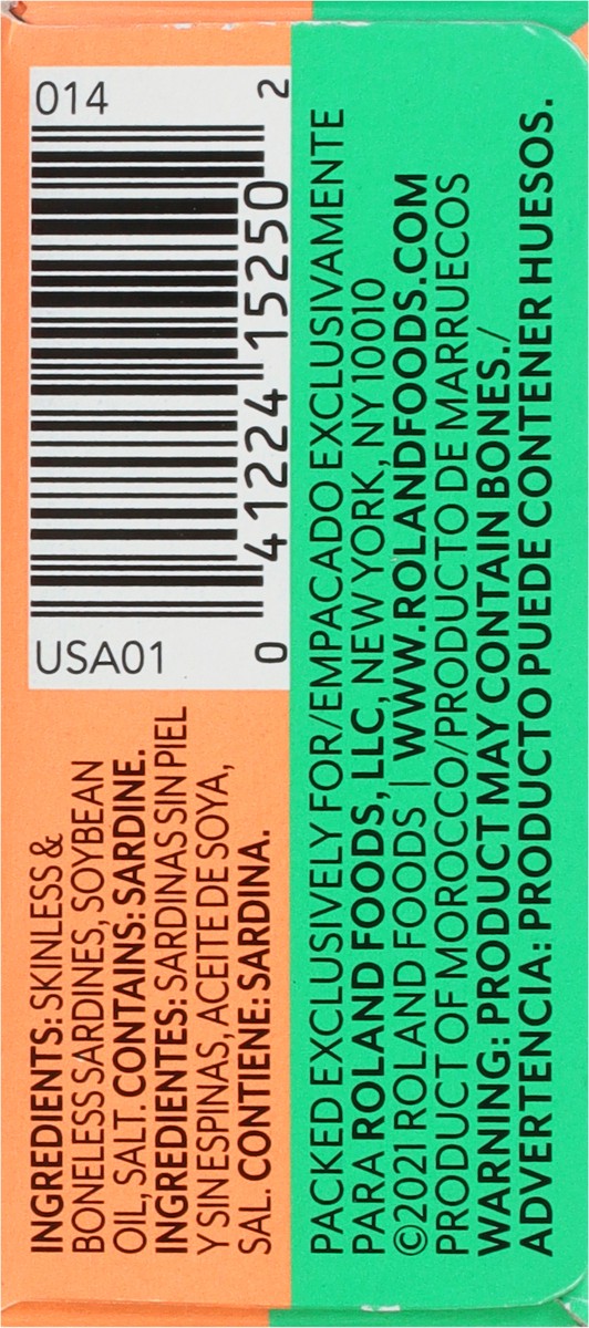 slide 14 of 14, Roland Skinless & Boneless Sardines in Soybean Oil 4.4 oz, 4 oz