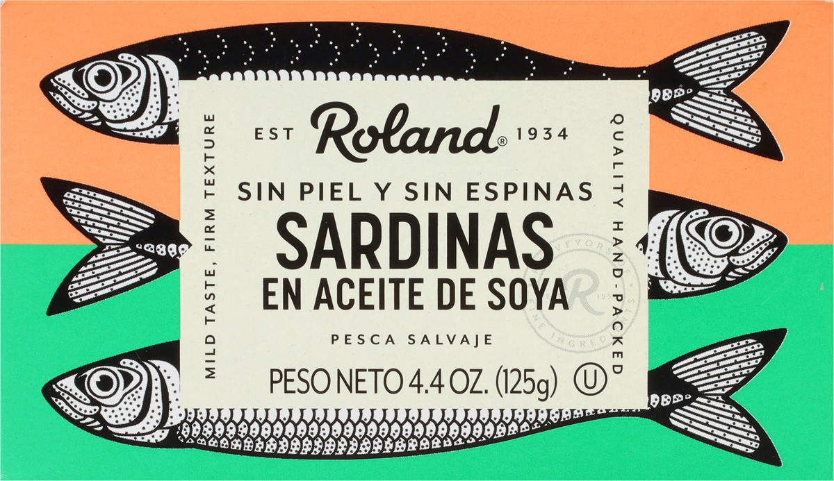 slide 6 of 14, Roland Skinless & Boneless Sardines in Soybean Oil 4.4 oz, 4 oz