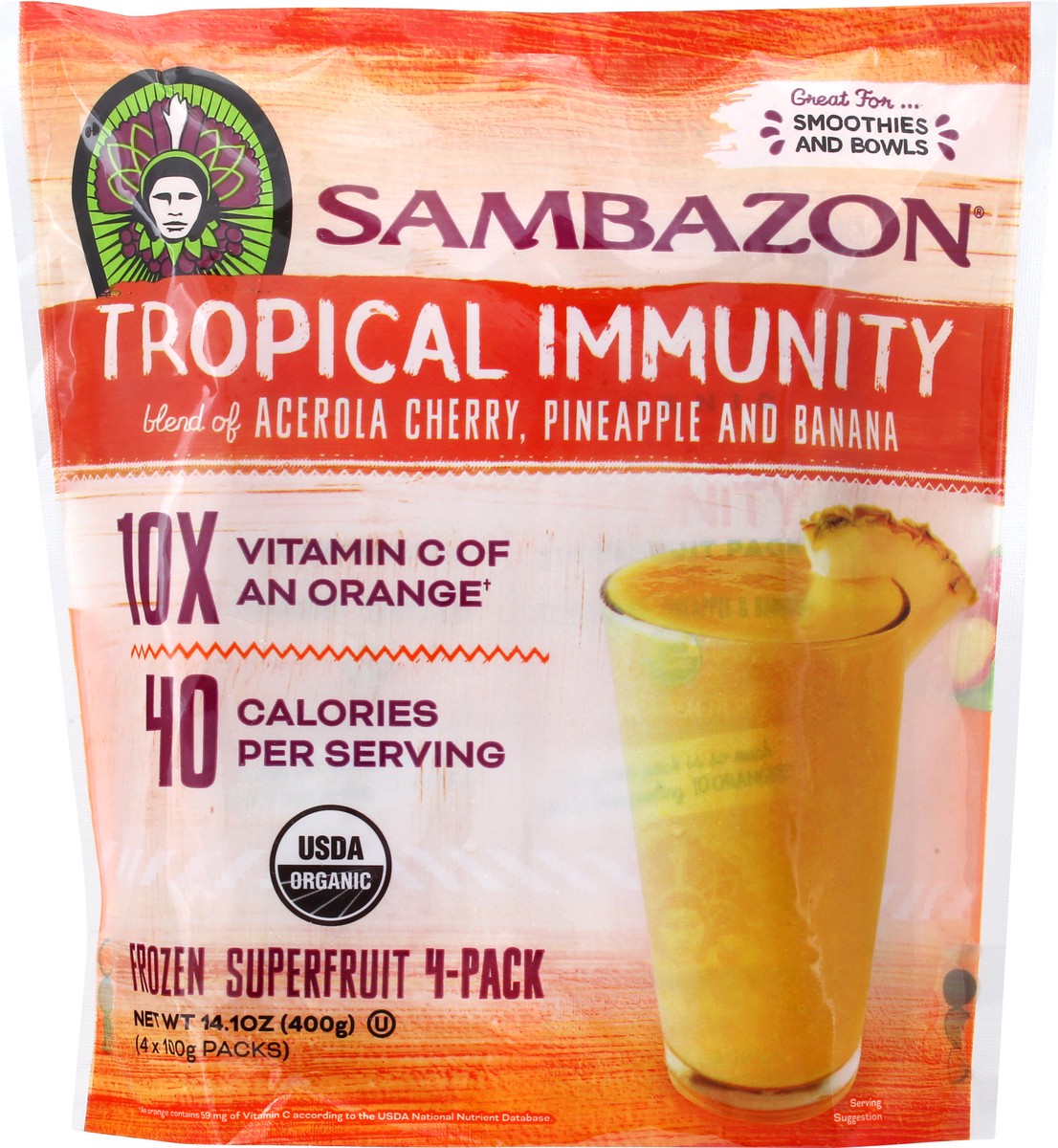 slide 2 of 13, Sambazon Tropical Immunity Frozen 4-Pack Superfruit 4 ea - 4 ct, 14.1 oz