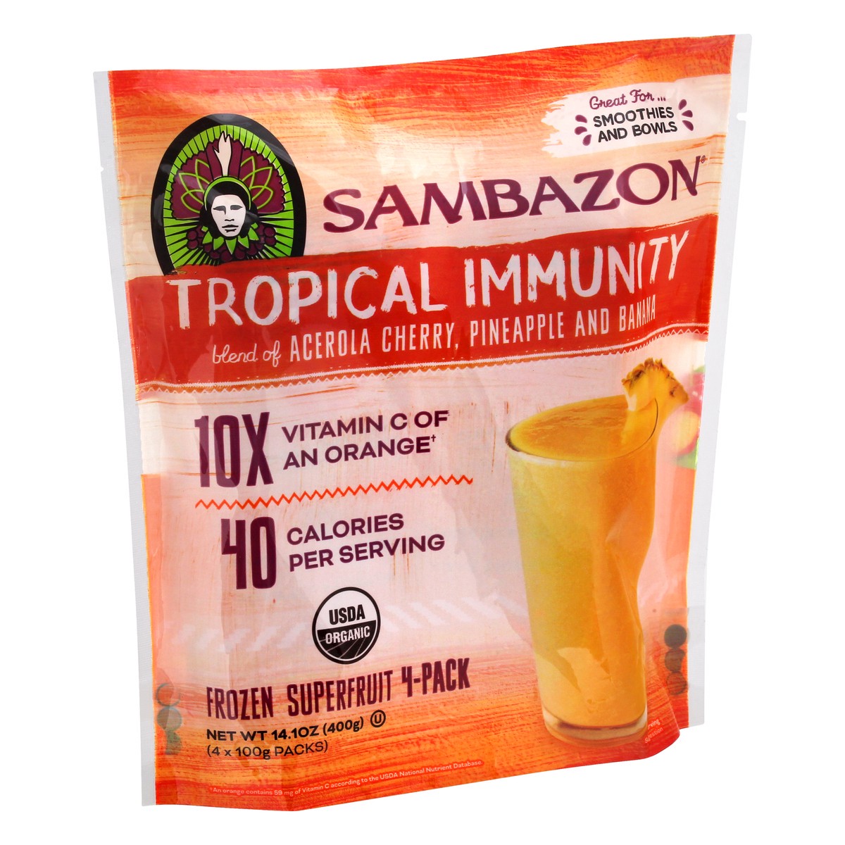 slide 6 of 13, Sambazon Tropical Immunity Frozen 4-Pack Superfruit 4 ea - 4 ct, 14.1 oz