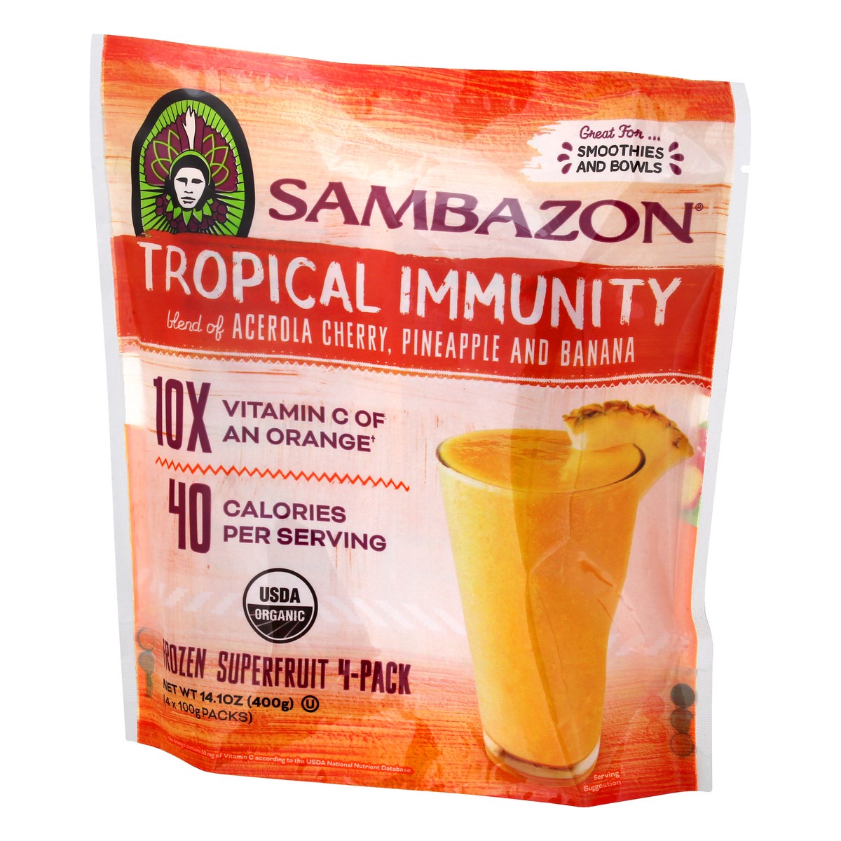 slide 7 of 13, Sambazon Tropical Immunity Frozen 4-Pack Superfruit 4 ea - 4 ct, 14.1 oz