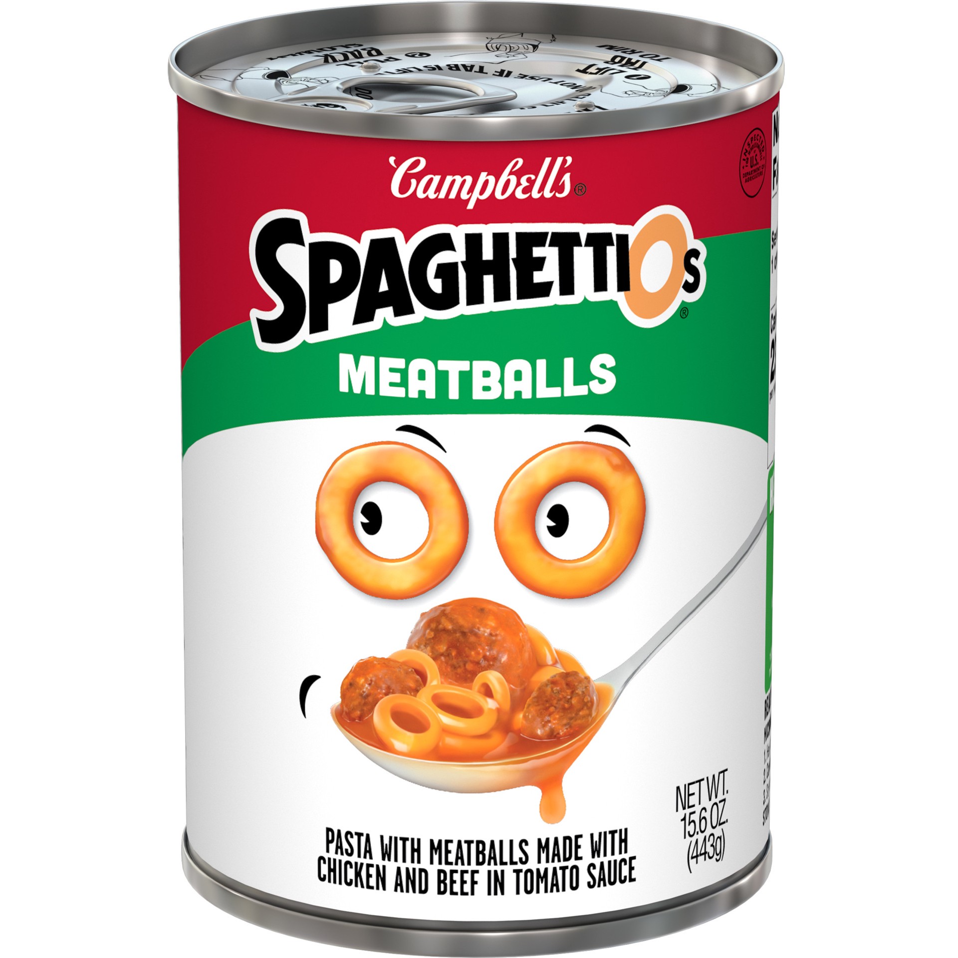 slide 1 of 5, Campbell's SpaghettiOs Canned Pasta with Meatballs, 15.6 oz Can, 15.6 oz