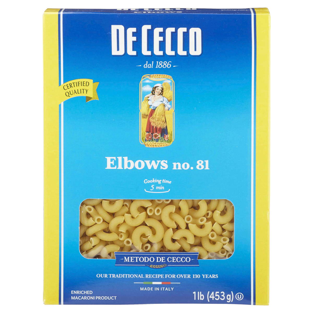 slide 1 of 1, De Cecco Enriched Macaroni Product 81 Elbows, 16 oz