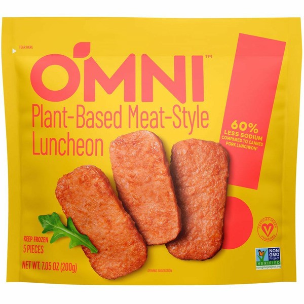 slide 1 of 1, Omni Plant-Based Pork Style Luncheon, 7.05 oz