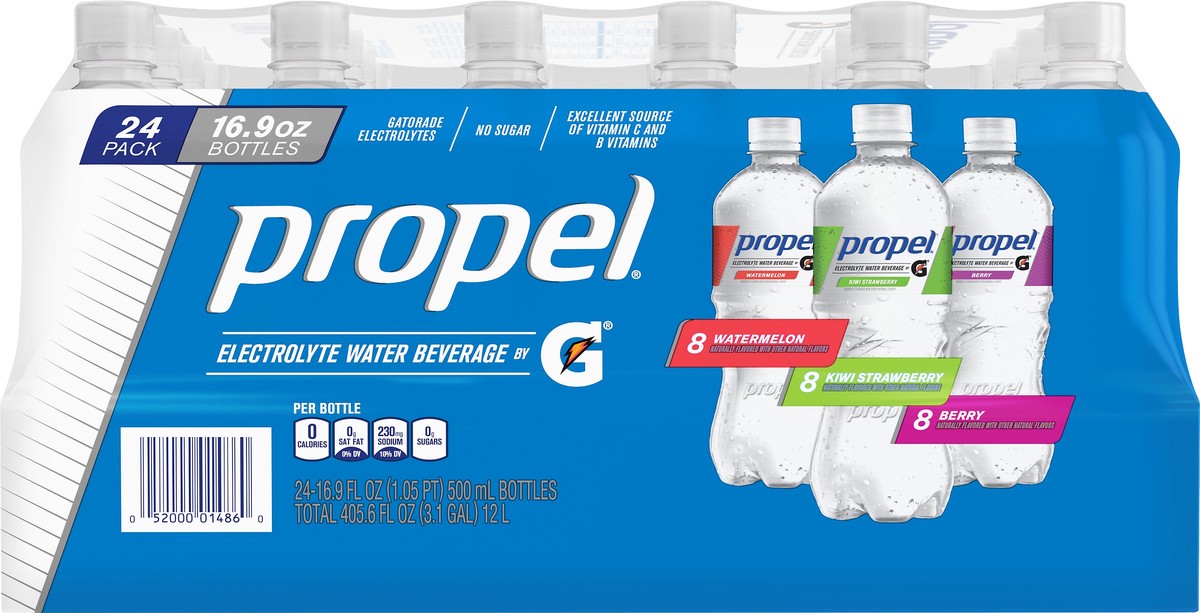 slide 5 of 6, Propel 24 Pack Watermelon, Kiwi Strawberry, Berry Electrolyte Water Beverage 24 oz - 24 oz, 24 oz