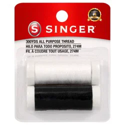 Singer All-Purpose Polyester Thread, Black & White, 150 yds.