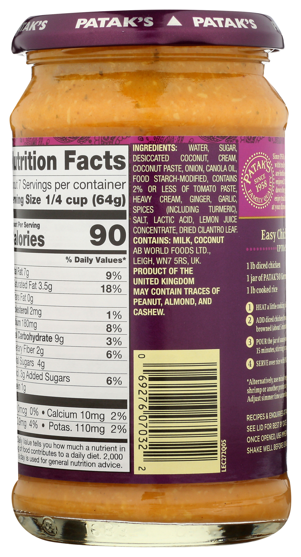 slide 2 of 2, Patak's Korma Mild Simmer Sauce 15 oz, 15 oz