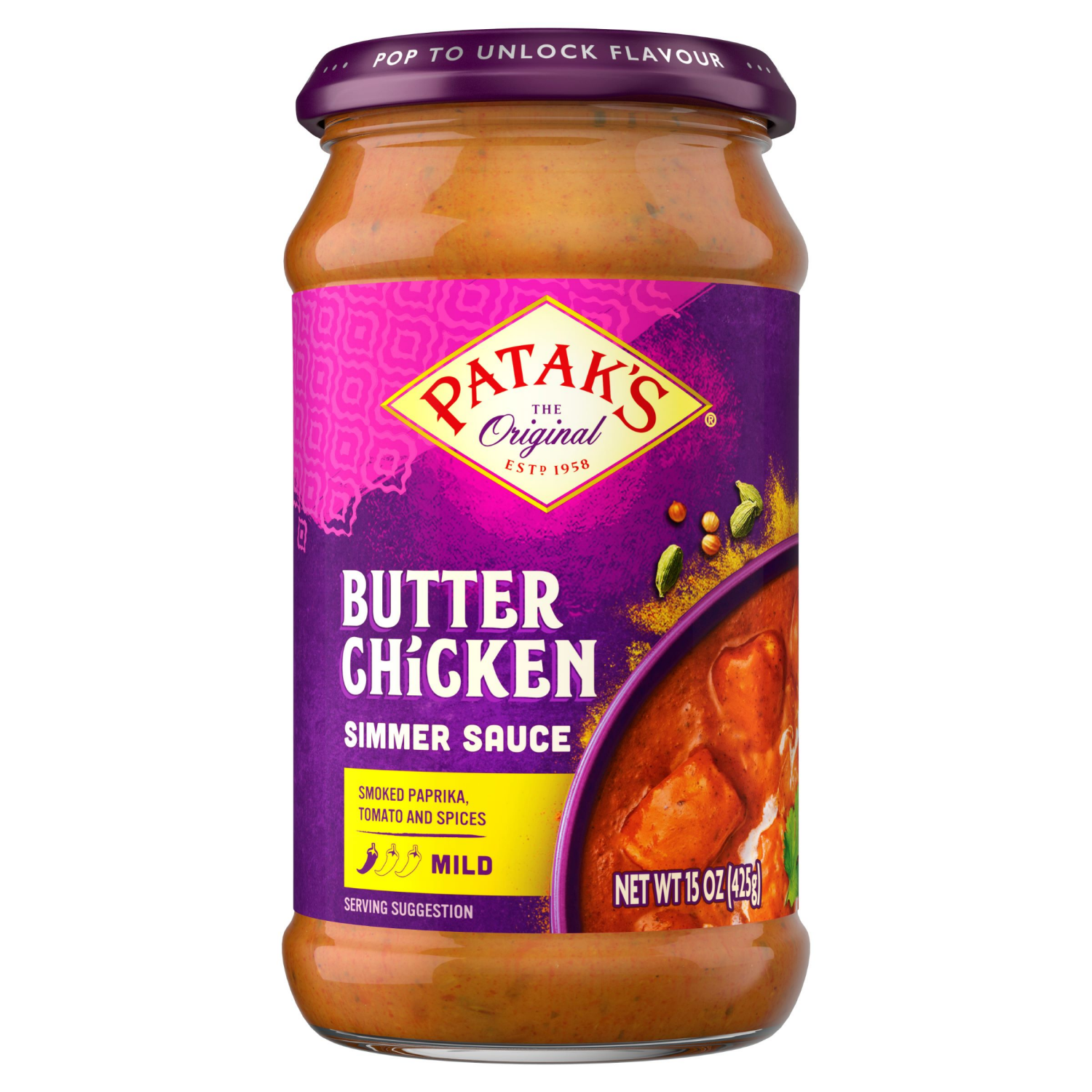 slide 1 of 2, Patak's Mild Butter Chicken Simmer Sauce - 15 oz, 15 oz
