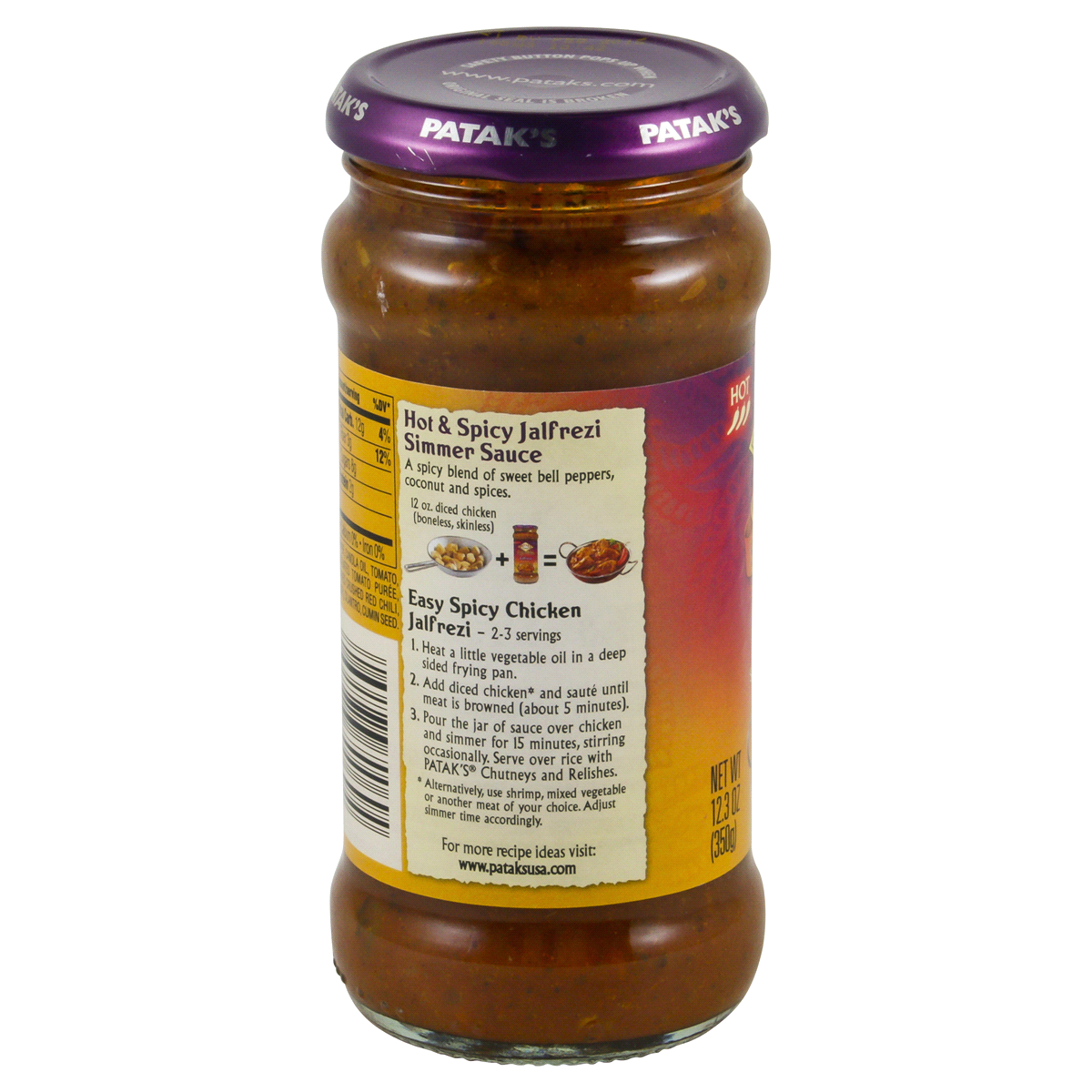 slide 3 of 4, Patak's Hot & Spicy Jalfrezi Sauce, 12.3 oz