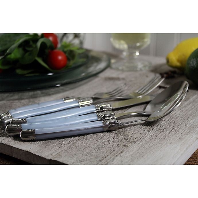 slide 4 of 7, Laguiole by French Home Ice Flatware Set - Blue, 20 ct