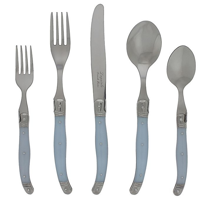 slide 1 of 7, Laguiole by French Home Ice Flatware Set - Blue, 20 ct
