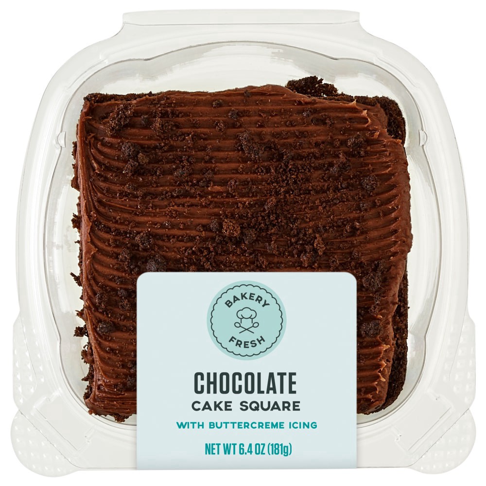 slide 1 of 2, Bakery Fresh 1 Layer Chocolate Cake Square, 6.4 oz
