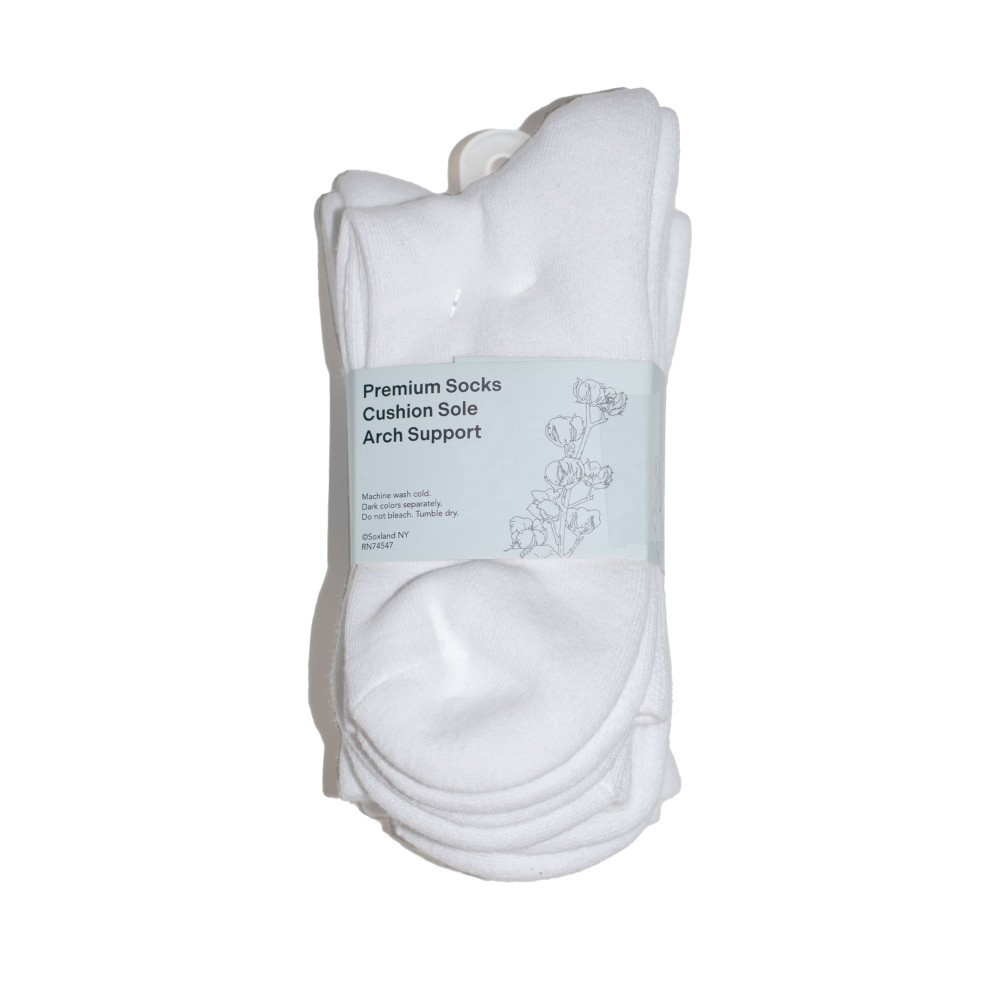 slide 1 of 2, Davco Cotton Crew Socks - White, 3 ct