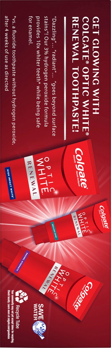 slide 3 of 7, Colgate Optic White Renewal Whitening Toothpaste, Brilliant Shine, 3 oz